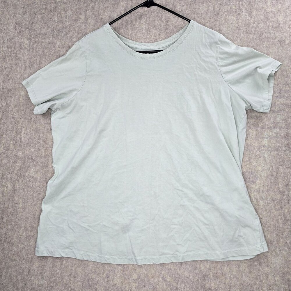 Woman Within 1X Short Sleeve Top Light Green 100% Cotton